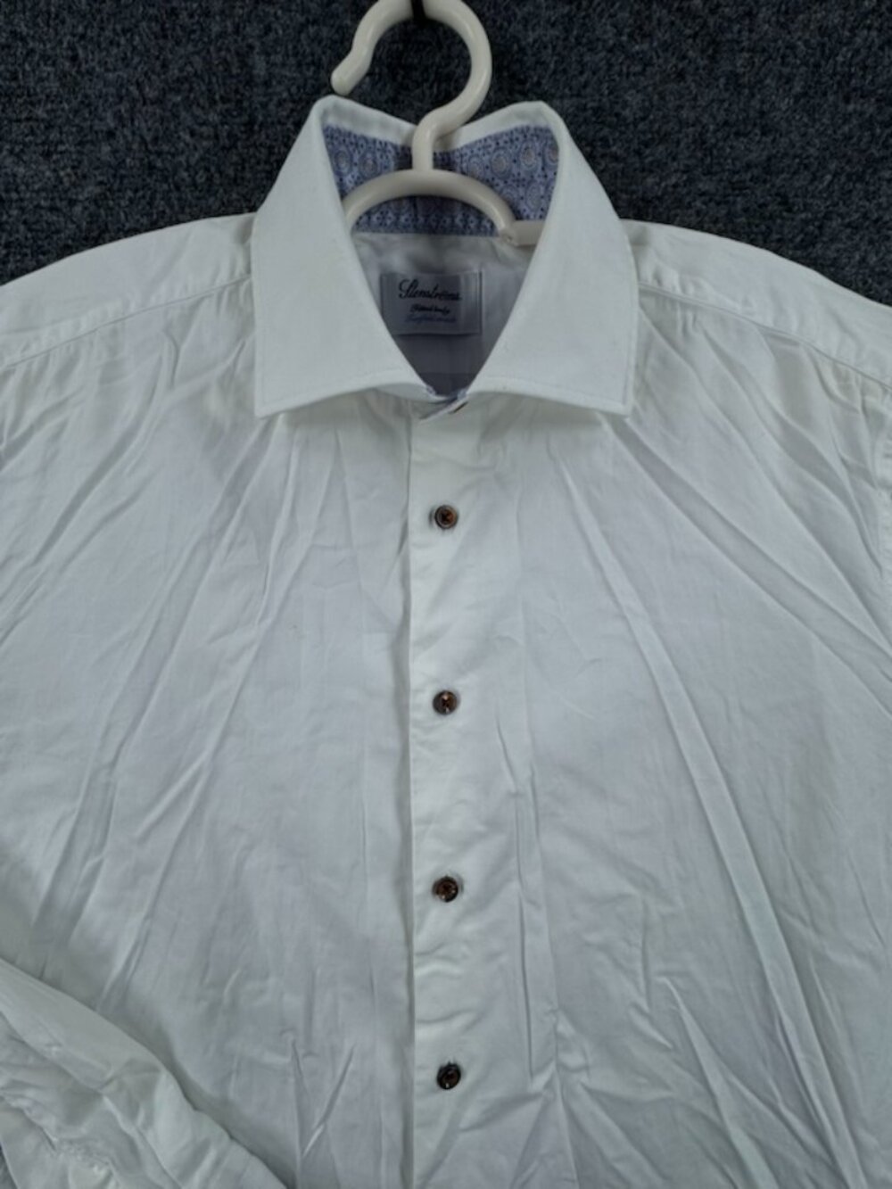 Stenstroms Fitted Body All Cotton 15.5 Men White Solid Button Up Elegant Shirt